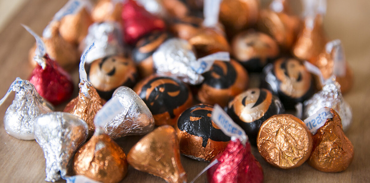 A small pile of Halloween candy.