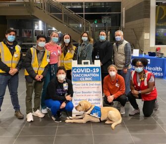 Olaf the facility dog helps ease anxiety at COVID-19 vaccine clinics